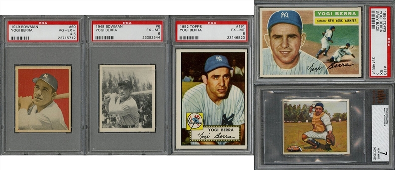 1948-1956 Topps and Bowman Yogi Berra Graded Collection (5 Different)